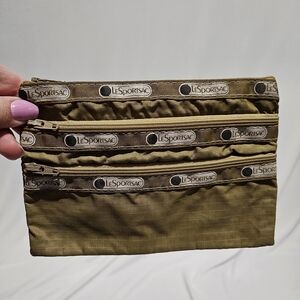 Vintage Lesportsac 3 Zip Pouch Travel Organizer.